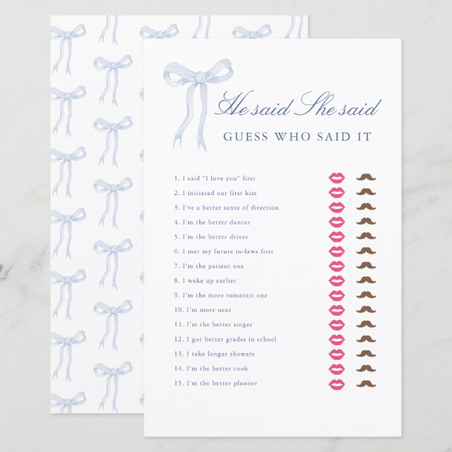 Blue Bow sa att hon sa Möhippa Game (Fram/baksida)