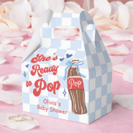 Blue Bow She's Ready to Pop Baby Shower Presentaskar