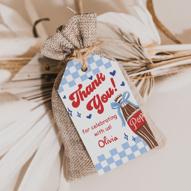 Blue Bow She's Ready to Pop Baby Shower Presentetikett (Skapare uppladdad)