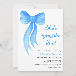 Blue Bow She's Tying the Knot Bridal Shower  Inbjudningar