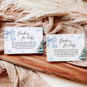 Blue Bow Snowflake Baby Shower Bokar för Baby Card Inbjudningar