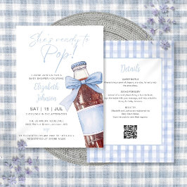 Blue Bow Soda Bottle Baby Shower All In One Inbjudningar