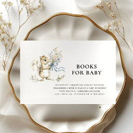 Blue Bow Squirrel Books for Baby Shower Card Tilläggskort