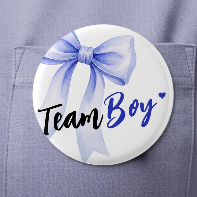 Blue Bow Team Boy Ribbon Cute Baby Shower Knapp (Skapare uppladdad)