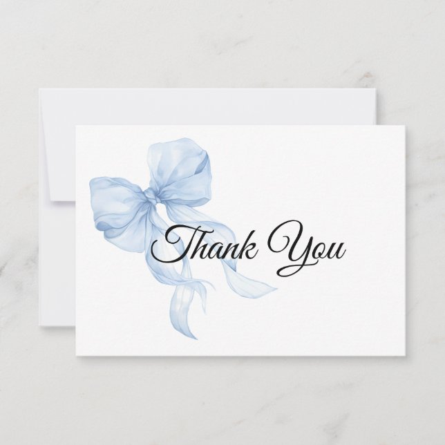 Blue bow Thank You Card Tack Kort (Framsida)