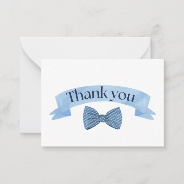 Blue Bow Tie Thank You Card Anteckningskort (Framsida)
