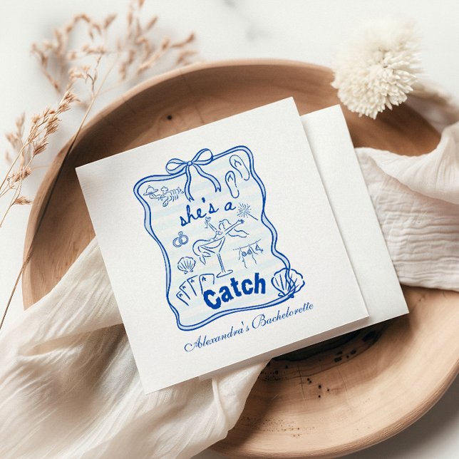 Blue Bow Tropical Bachelorette Celebration Pappersservett (Skapare uppladdad)