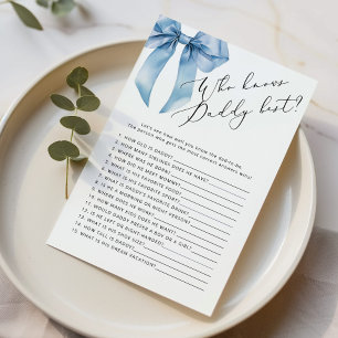Blue Bow Vem vet vem som är pappa bäst i babydusch