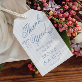 Blue Bow Wedding Favor Presentetikett