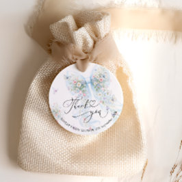 Blue Bow Wildflower Baby Shower Thank You Gåvor Etiketter