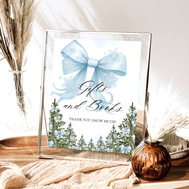Blue Bow Winter Baby Shower Gift Bok Poster (Skapare uppladdad)