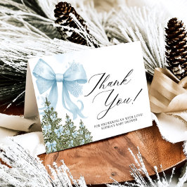 Blue Bow Winter Baby Shower - tack för ditt kort