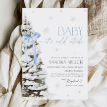 Blue Bow Winter Wonderland Boy Shower