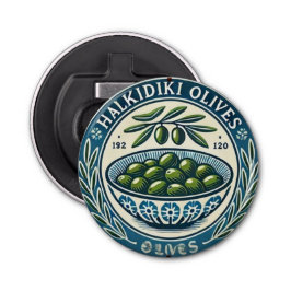 Blue Bowl Greek Olive Picture Design Flasköppnare