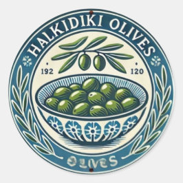 Blue Bowl Greek Olive Picture Design Runt Klistermärke