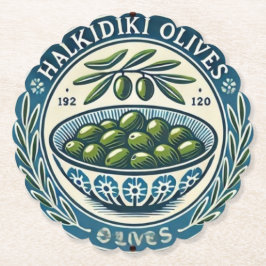 Blue Bowl Greek Olive Picture Design Underlägg Papper