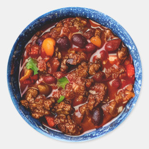 Blue Bowl of Chili Food Runt Klistermärke