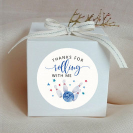 Blue Bowling Barns födelsedag Party-förmån Runt Klistermärke