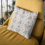 Blue Bows and Blommars Boho Kudde<br><div class="desc">Boho- och stöttkuddar med hand plockade som illustration av knärör och blommor i blått färg.</div>
