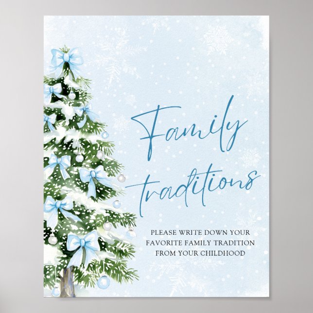 Blue Bows Christmas Tree Family Traditions Game Poster (Framsidan)