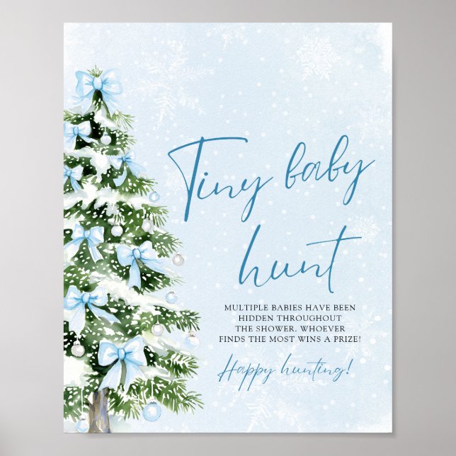 Blue Bows Christmas Tree Tiny Baby Hunt Game Poster (Framsidan)