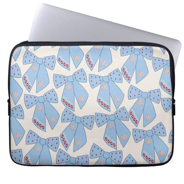 Blue Bows Coquette Laptop Fodral (Framsidan)