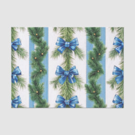 BLUE BOWS STRIPES & GREEN GARLAND