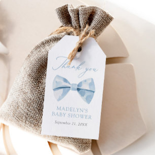 Blue Bowtie Boy Shower Presentetikett