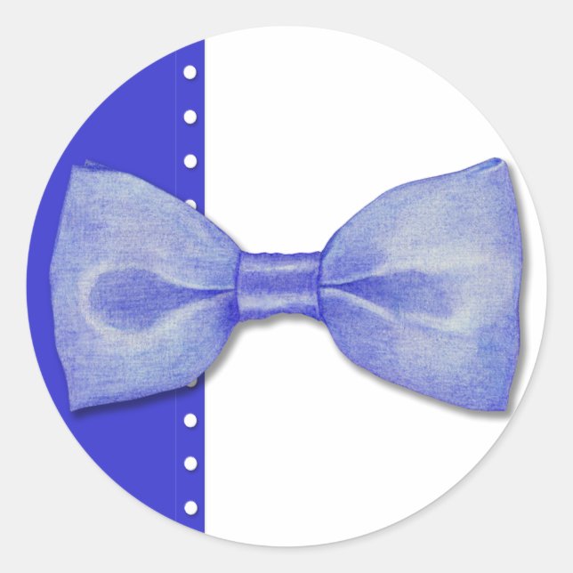 Blue Bowtie Sticker Runt Klistermärke (Framsida)