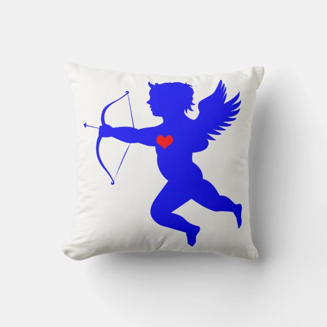Blue Boy Angel Red Heart Dekorativ kudde (Framsida)