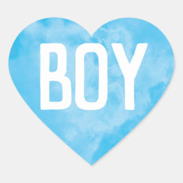 Blue Boy Baby Gender Reveal Smoke Bomb Party Hjärtformat Klistermärke