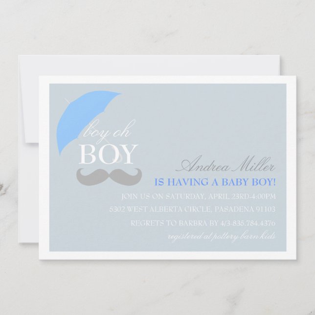 Blue Boy Baby Shower-inbjudan Inbjudningar (Framsida)