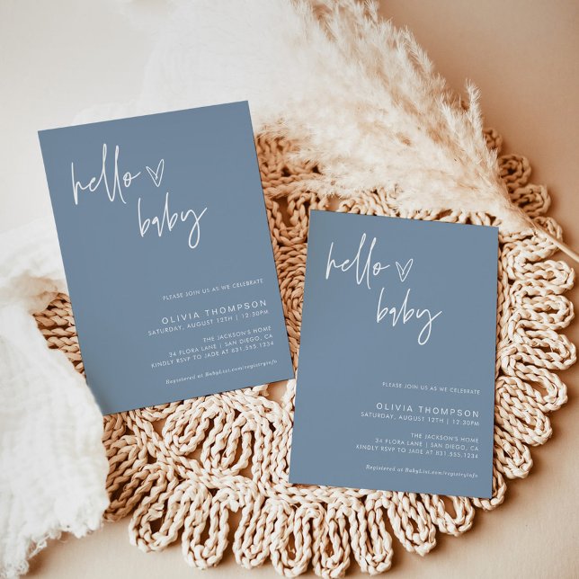 Blue Boy Baby Shower | Modern Blue Boy-inbjudan Inbjudningar (Skapare uppladdad)