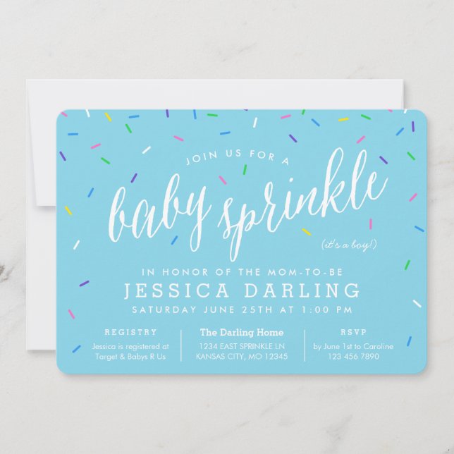 Blue Boy Baby Sprinkle-inbjudningar Inbjudningar (Framsida)