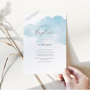 Blue Boy Baptism Inbjudan. Första Heligan av kommi Inbjudningar