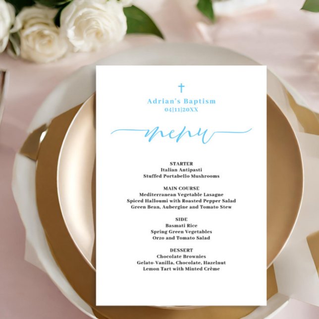 Blue Boy Baptism Menu Meny (Skapare uppladdad)