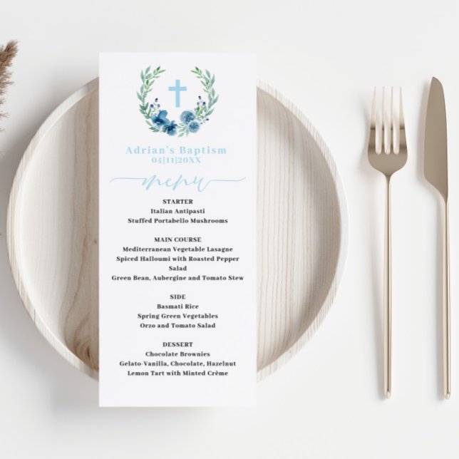 Blue Boy Baptism Menu Meny (Skapare uppladdad)
