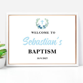 Blue Boy Baptism Välkomstskylt Poster