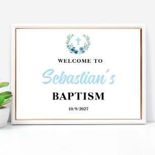 Blue Boy Baptism Välkomstskylt Poster
