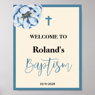 Blue Boy Baptism Välkomstskylt Poster