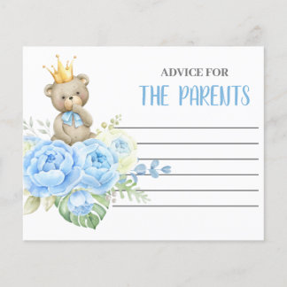 Blue Boy Bear Advice for the Parents Card