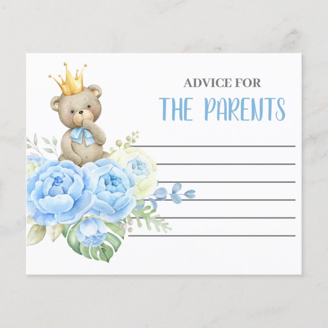 Blue Boy Bear Advice for the Parents Card (Framsida)
