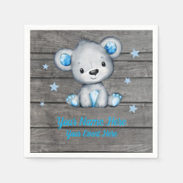 Blue Boy Bear Napkins Baby Shower Birthday Pappersservett