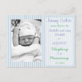 Blue Boy Birth-meddelande vykort