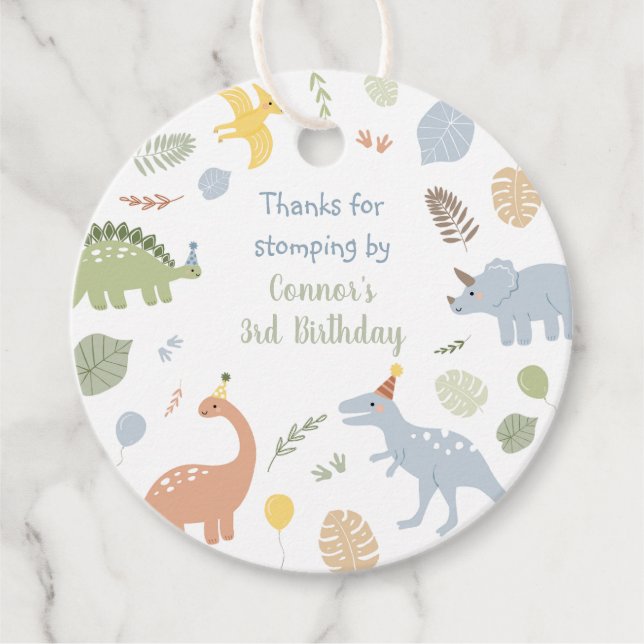 Blue Boy Boho Dinosaur Birthday Gåvor Etiketter (Framsida)