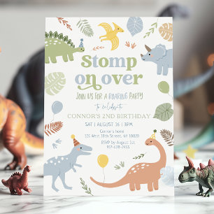 Blue Boy Boho Dinosaur Birthday Inbjudningar
