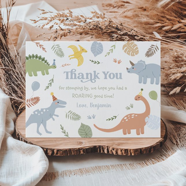 Blue Boy Boho Dinosaur Birthday Tack Kort (Skapare uppladdad)
