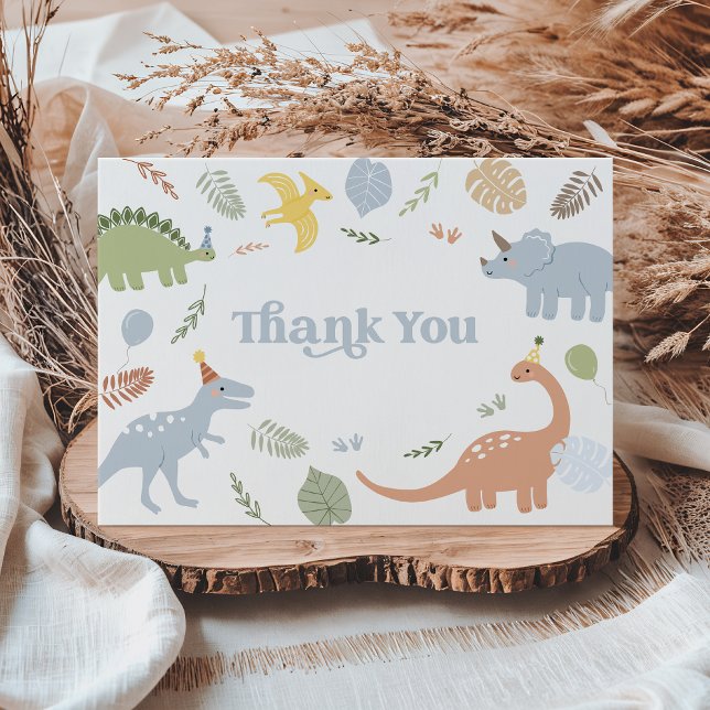 Blue Boy Boho Dinosaur Birthday Tack Kort (Skapare uppladdad)