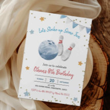 Blue Boy Bowling Birthday-inbjudan