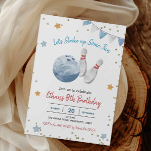 Blue Boy Bowling Birthday-inbjudan Inbjudningar